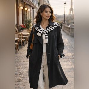 Vintage Moores Black Trench Coat Oversized